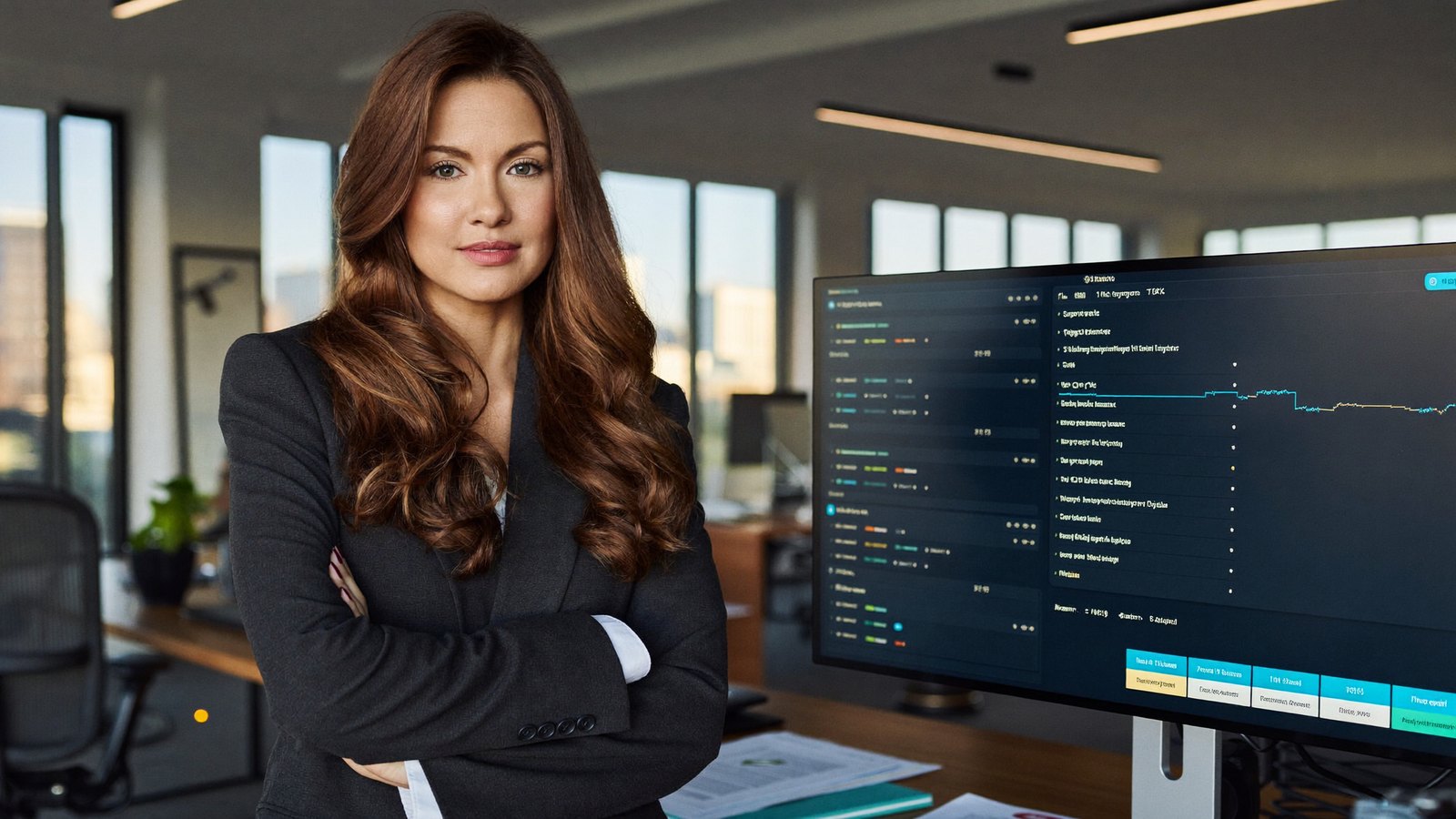 Attorney reviewing a matter in her own branded firm dashboard