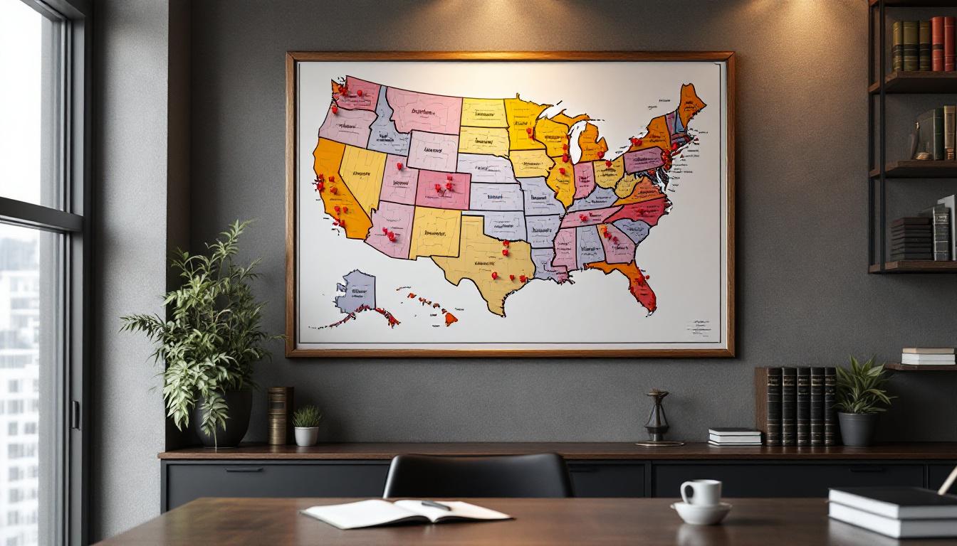 US map showing state-specific trust laws