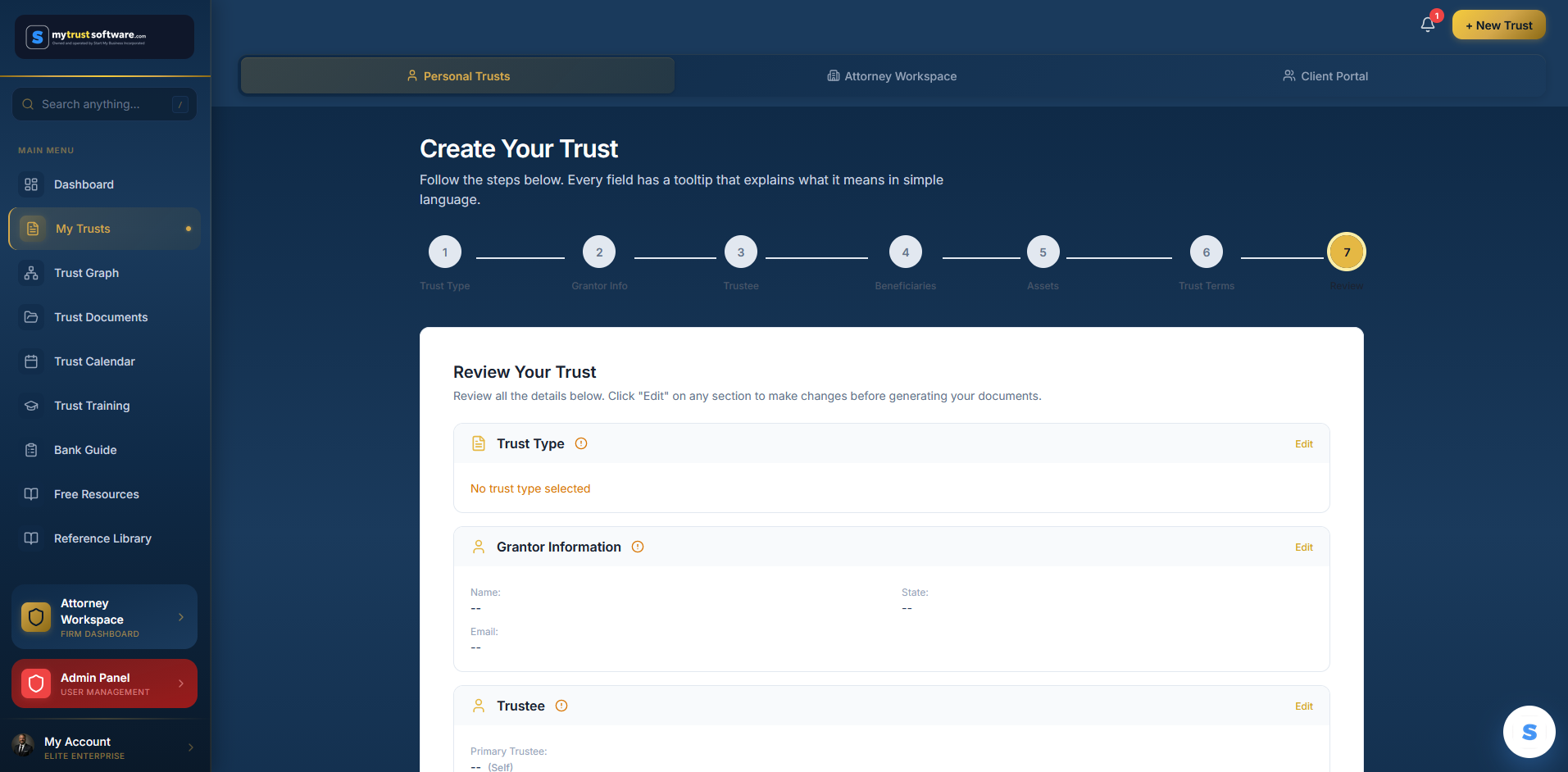 Review and Generate screen